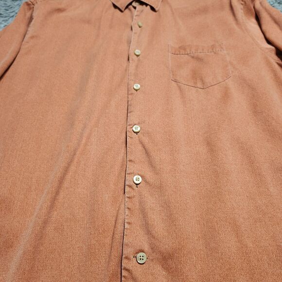 Tommy Bahama Shirt‎ Mens Sz XL Orange Rust Silk Wool Blend Button Up Down XLarge - Picture 5 of 12